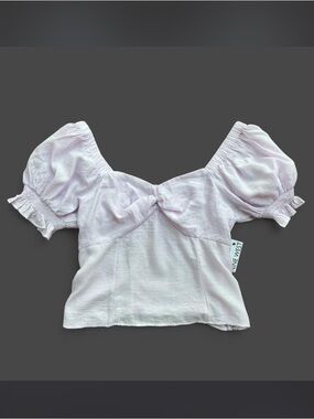 Pastelcore Lavender Empire Waist Off the Shoulder Milkmaid Puff Sleeve Top